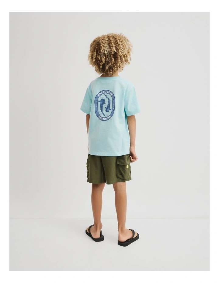 Relaxed Fit Short Sleeve Whale Shark T-shirt in Reef Blue image 5
