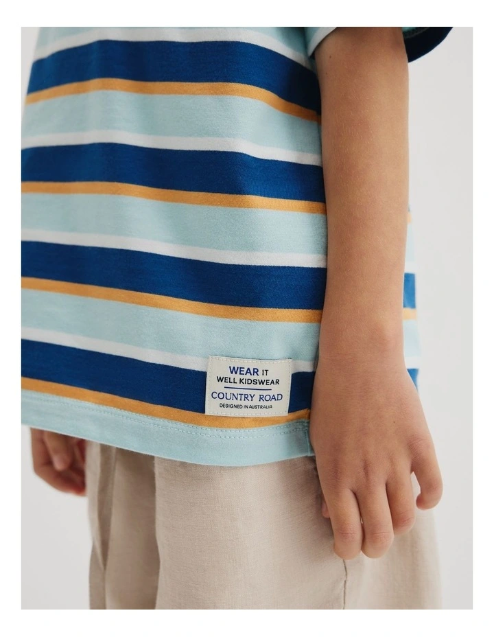 Oversized Stripe Short Sleeve T-shirt in Bold Blue Stripe image 4