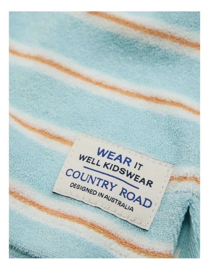 Short Sleeve Relaxed Terry Polo in Reef Blue Stripe image 6