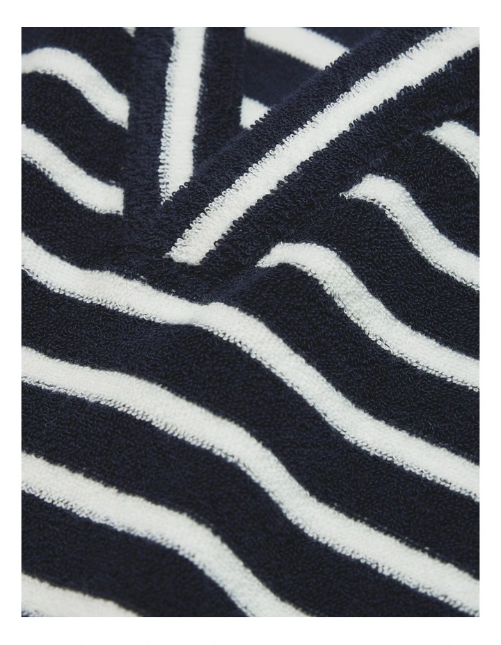 Short Sleeve Relaxed Terry Polo in Navy Stripe image 2