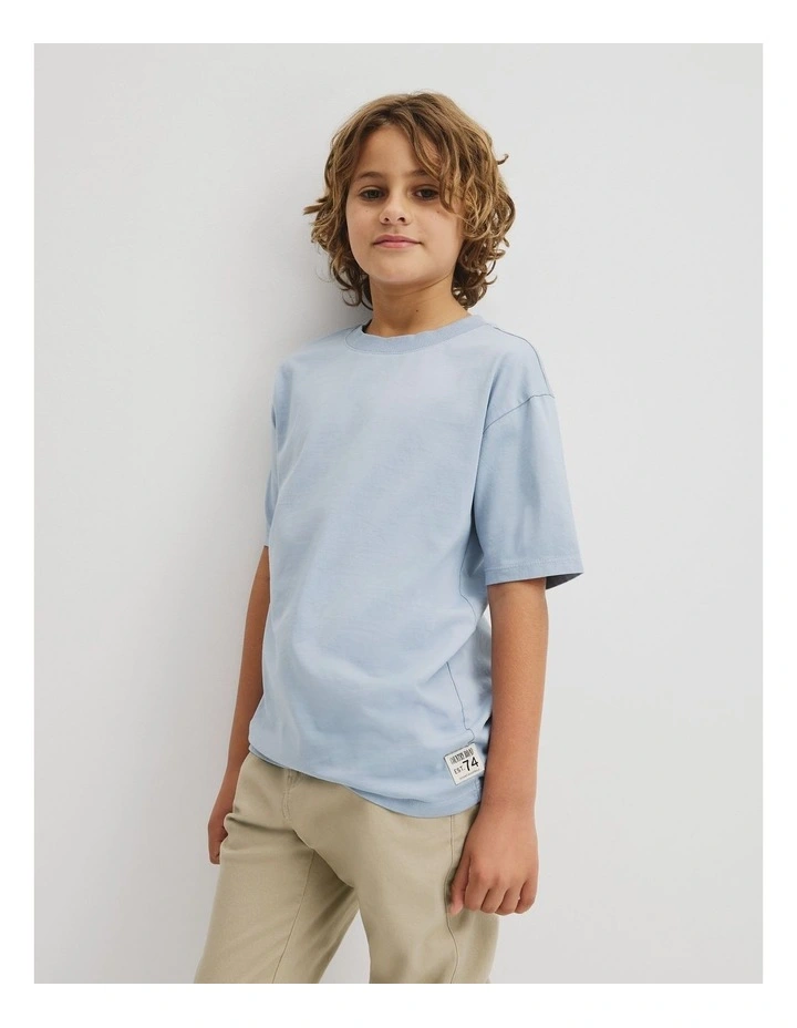 Teen Australian Cotton Relaxed Short Sleeve T-shirt in Mid Blue image 1