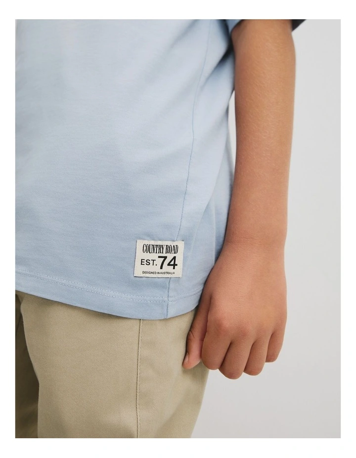 Teen Australian Cotton Relaxed Short Sleeve T-shirt in Mid Blue image 3