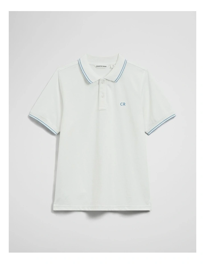 Teen Short Sleeve Logo Polo in Marshmallow image 2