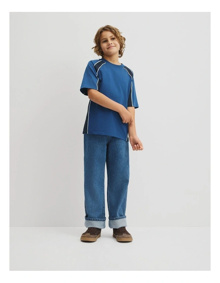 Teen Relaxed Fit Spliced T-shirt in Bold Blue image 4