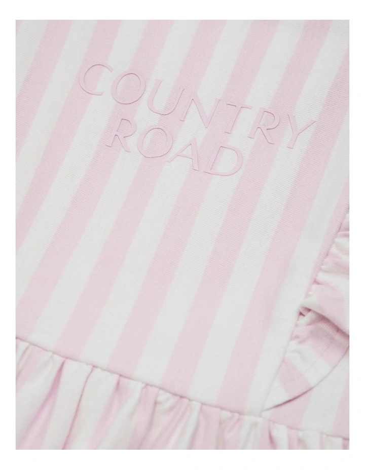 Sleeveless Frill Jersey Dress in Cloud Pink Stripe image 2