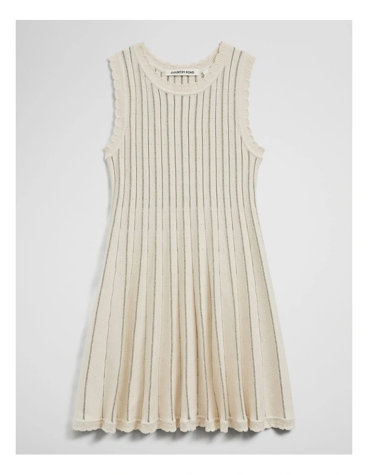 Sleeveless Scallop Knit Dress in Stone image 1