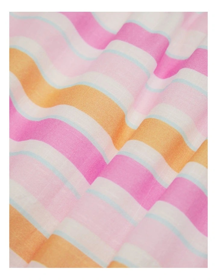 Short Sleeve Frill Playsuit in Sunset Stripe image 2