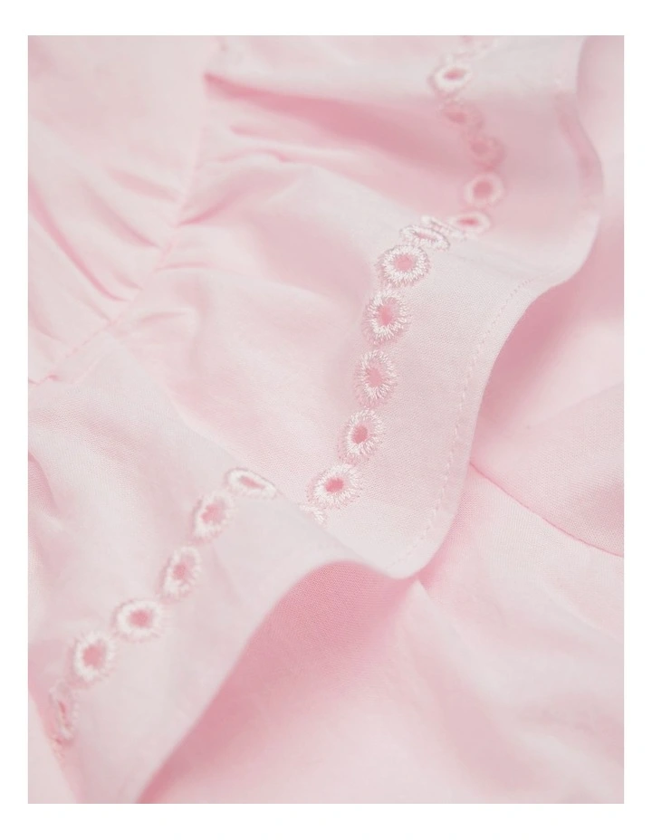 Short Sleeve Tier Cutwork Dress in Cloud Pink image 7