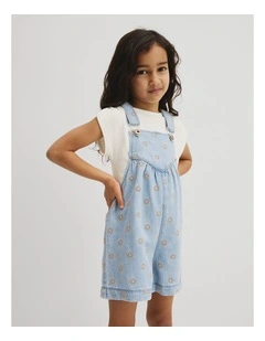 Embroidered Lyocell Overall in Sky Blue Wash
