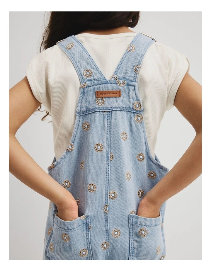 Embroidered Lyocell Overall in Sky Blue Wash image 4