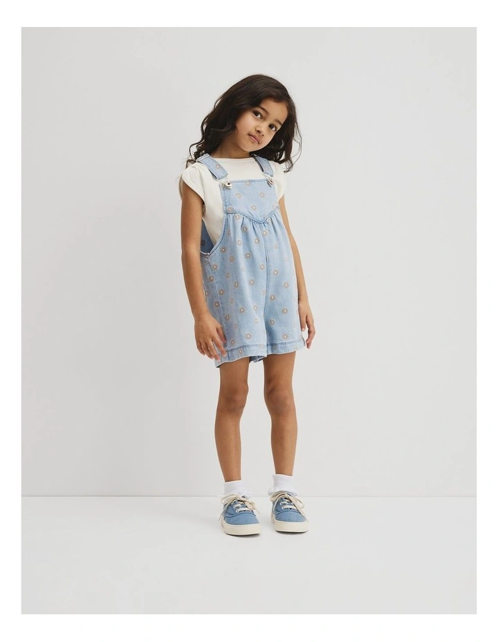 Embroidered Lyocell Overall in Sky Blue Wash image 5