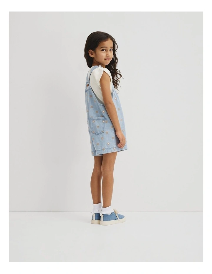 Embroidered Lyocell Overall in Sky Blue Wash image 6