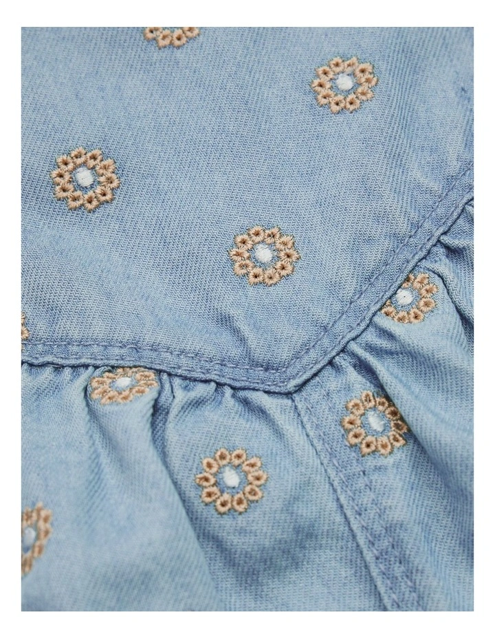 Embroidered Lyocell Overall in Sky Blue Wash image 7