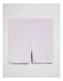 Organically Grown Cotton Blend Rib Bike Short in Lavender Fog