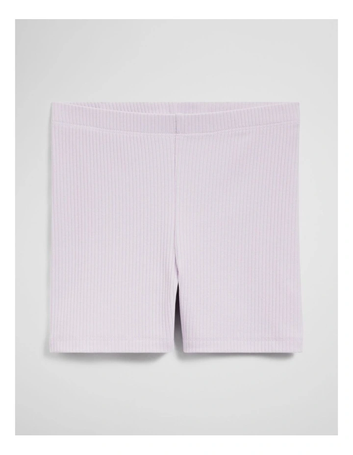 Organically Grown Cotton Blend Rib Bike Short in Lavender Fog image 1