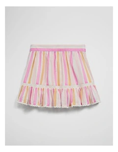 Print Ruffle Skirt in Sunset Stripe