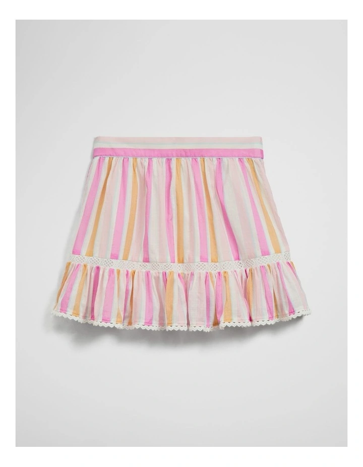 Print Ruffle Skirt in Sunset Stripe image 1