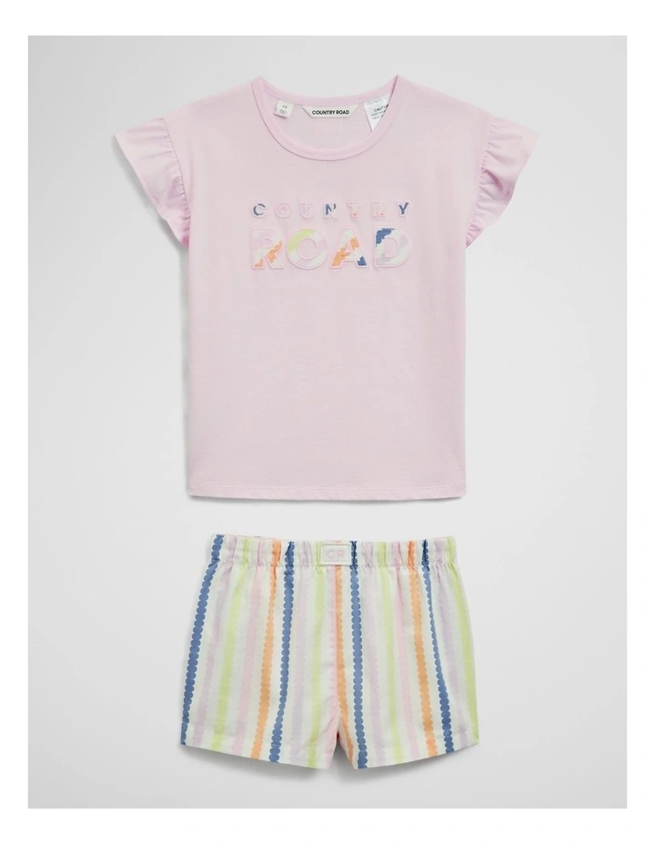 Short Sleeve T-shirt Sleep Set in Multi Stripe image 1