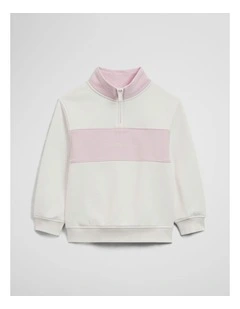 Panelled 1/4 Zip Sweat in Marshmallow
