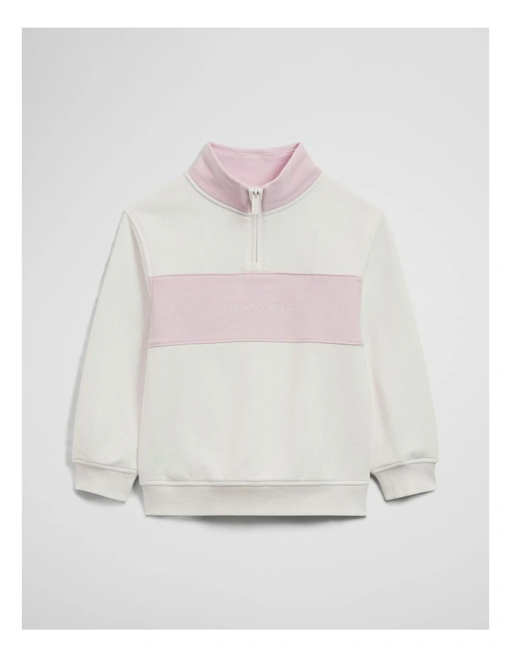 Panelled 1/4 Zip Sweat in Marshmallow image 1