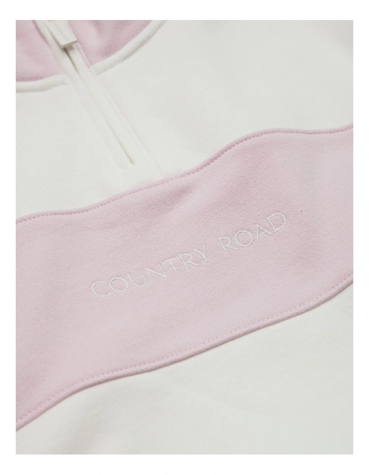 Panelled 1/4 Zip Sweat in Marshmallow image 2