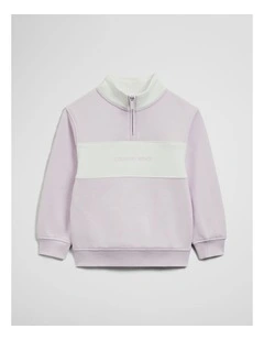 Panelled 1/4 Zip Sweat in Lavender Fog