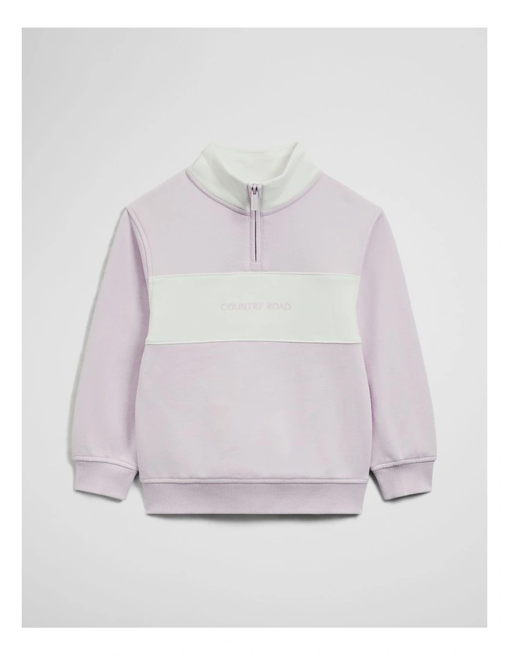 Panelled 1/4 Zip Sweat in Lavender Fog image 1