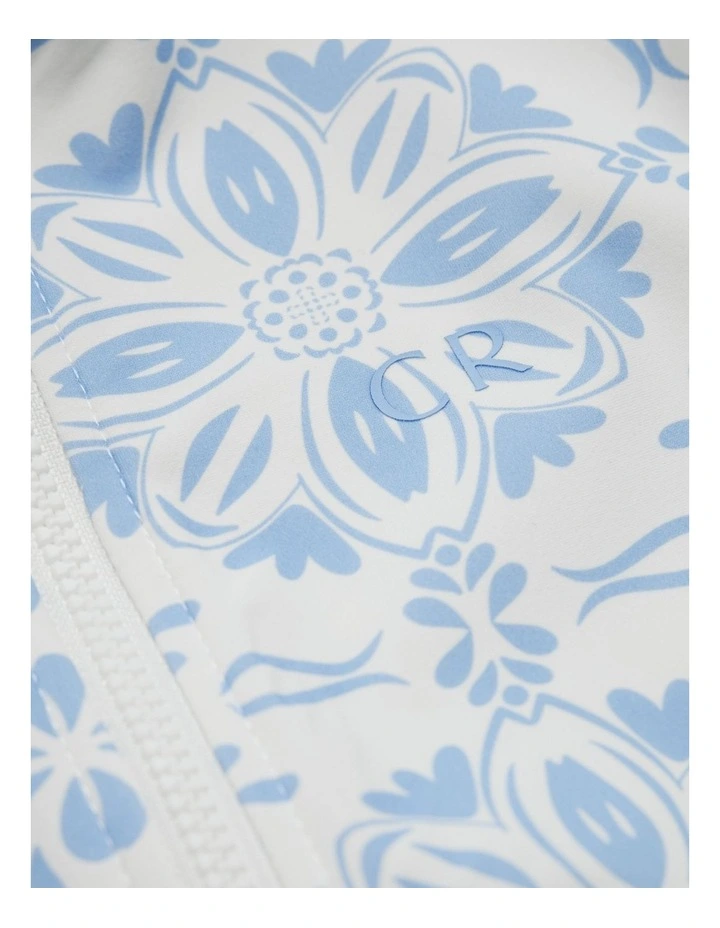 Long Sleeve Frill Swimsuit in Ice Blue Print image 6