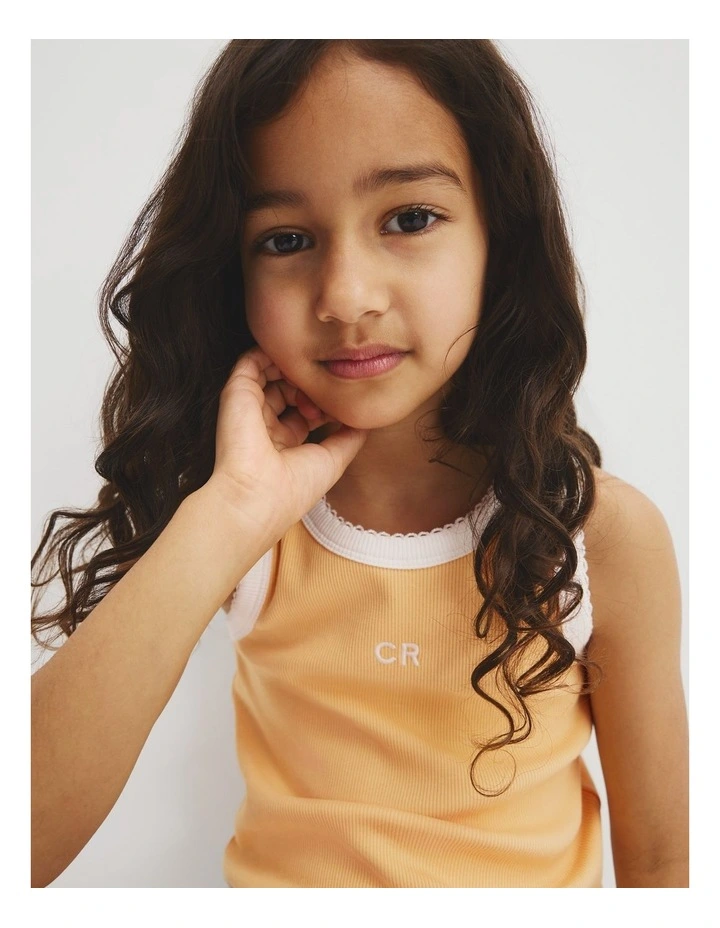 Sleeveless Ribbed Tank in Pale Orange image 3