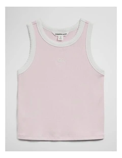 Sleeveless Ribbed Tank in Cloud Pink