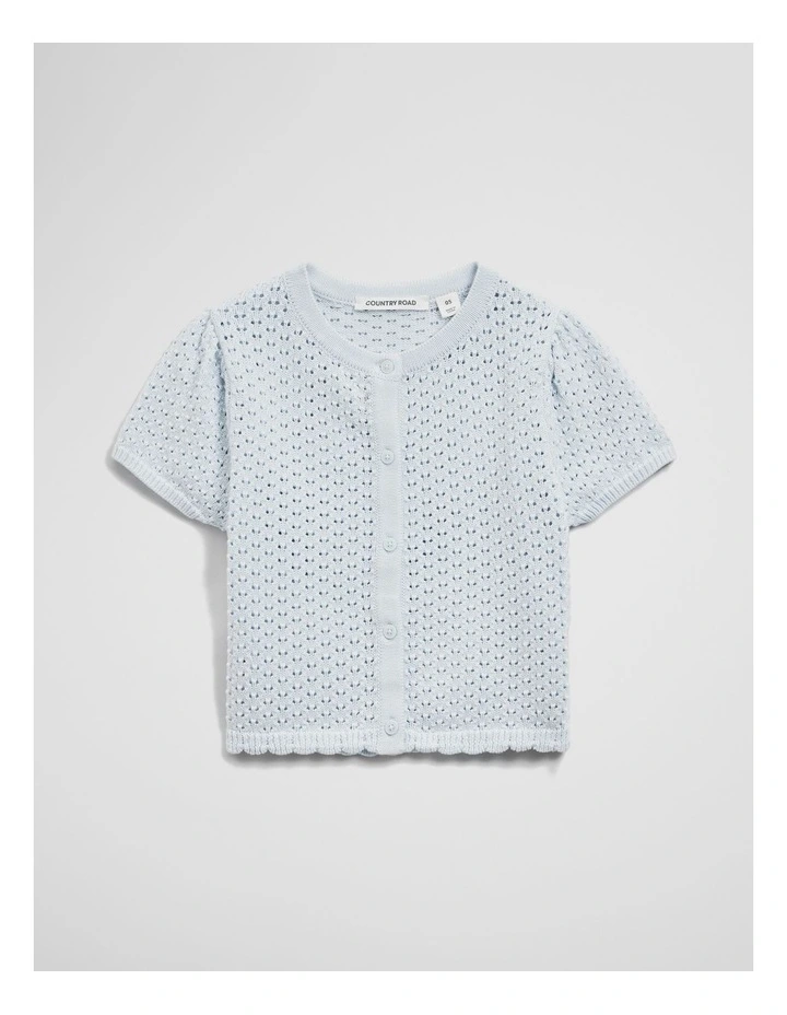 Short Sleeve Detail Knit T-shirt in Ice Blue image 2