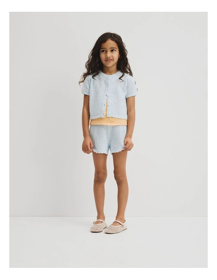 Short Sleeve Detail Knit T-shirt in Ice Blue image 4