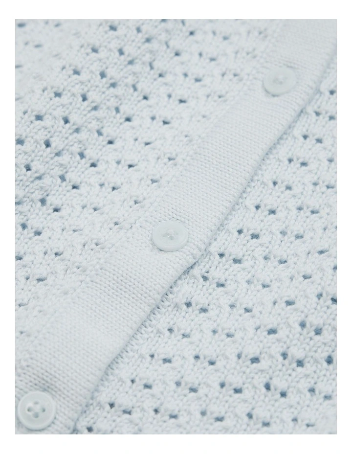 Short Sleeve Detail Knit T-shirt in Ice Blue image 6