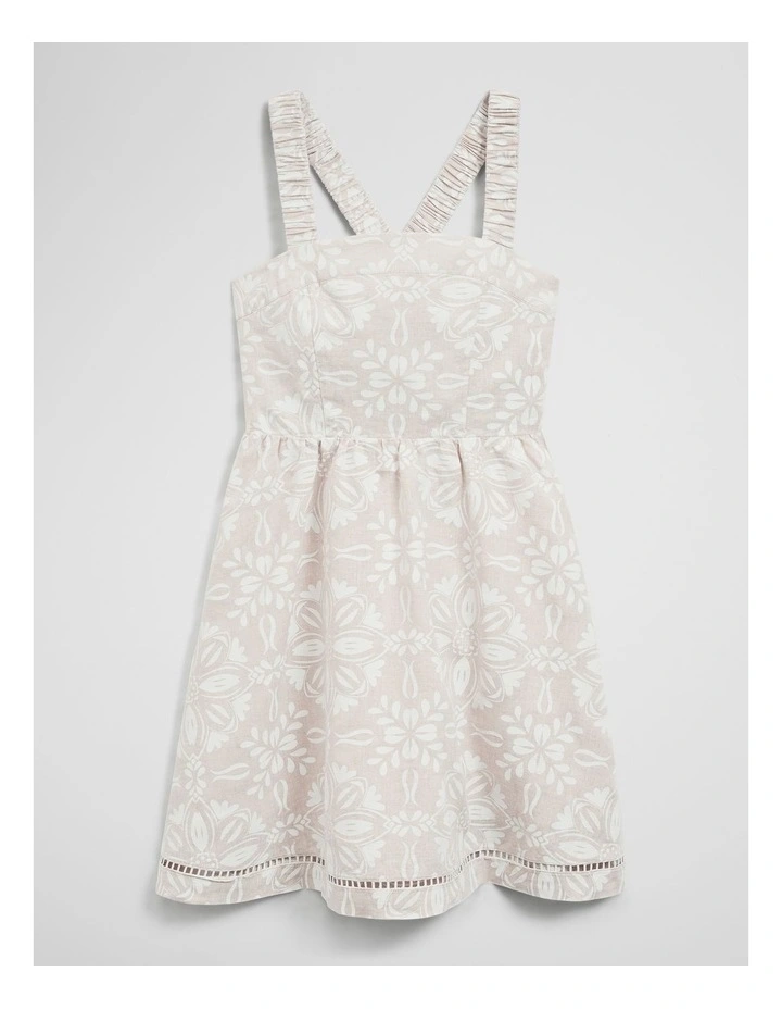 Teen Sleeveless Floral Print Dress in Stone image 2