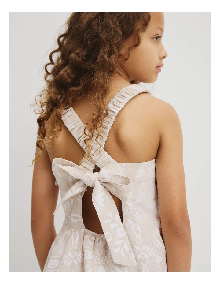 Teen Sleeveless Floral Print Dress in Stone image 3