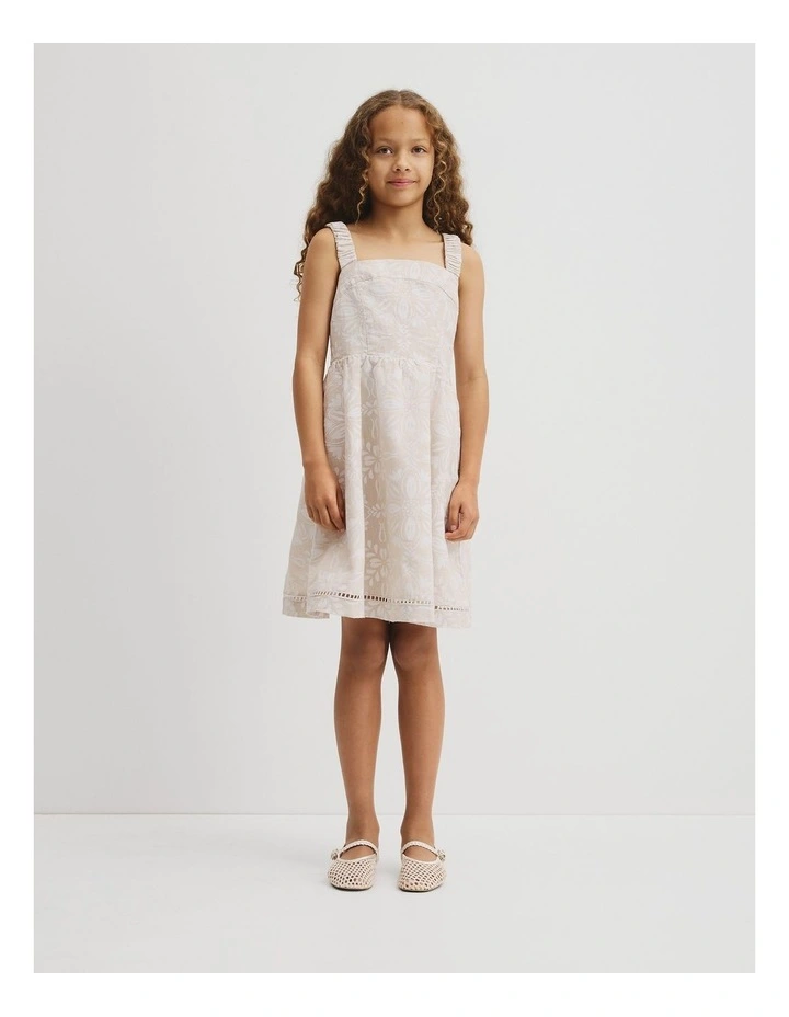 Teen Sleeveless Floral Print Dress in Stone image 4