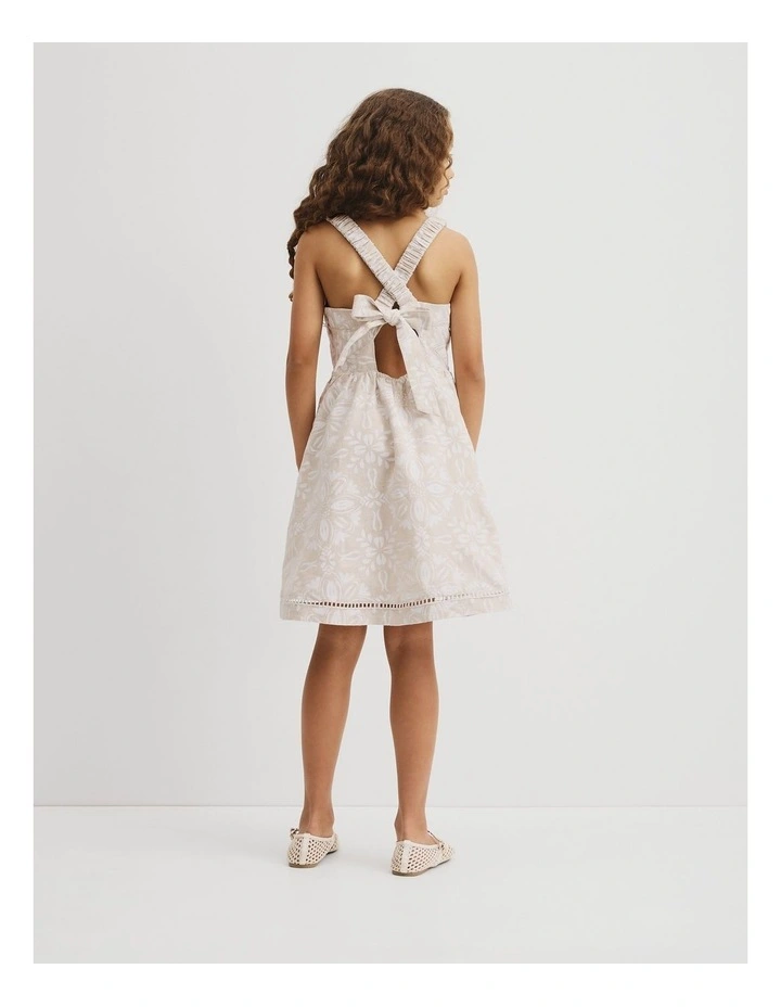 Teen Sleeveless Floral Print Dress in Stone image 5