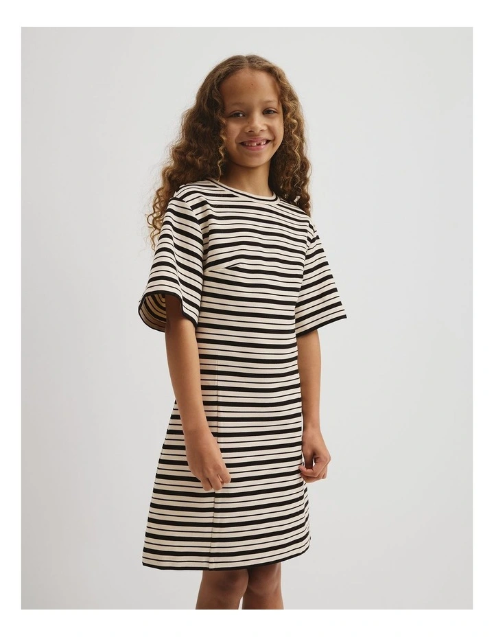 Teen Short Sleeve Stripe T-shirt Dress in Stone Stripe image 1