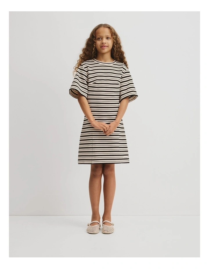 Teen Short Sleeve Stripe T-shirt Dress in Stone Stripe image 4