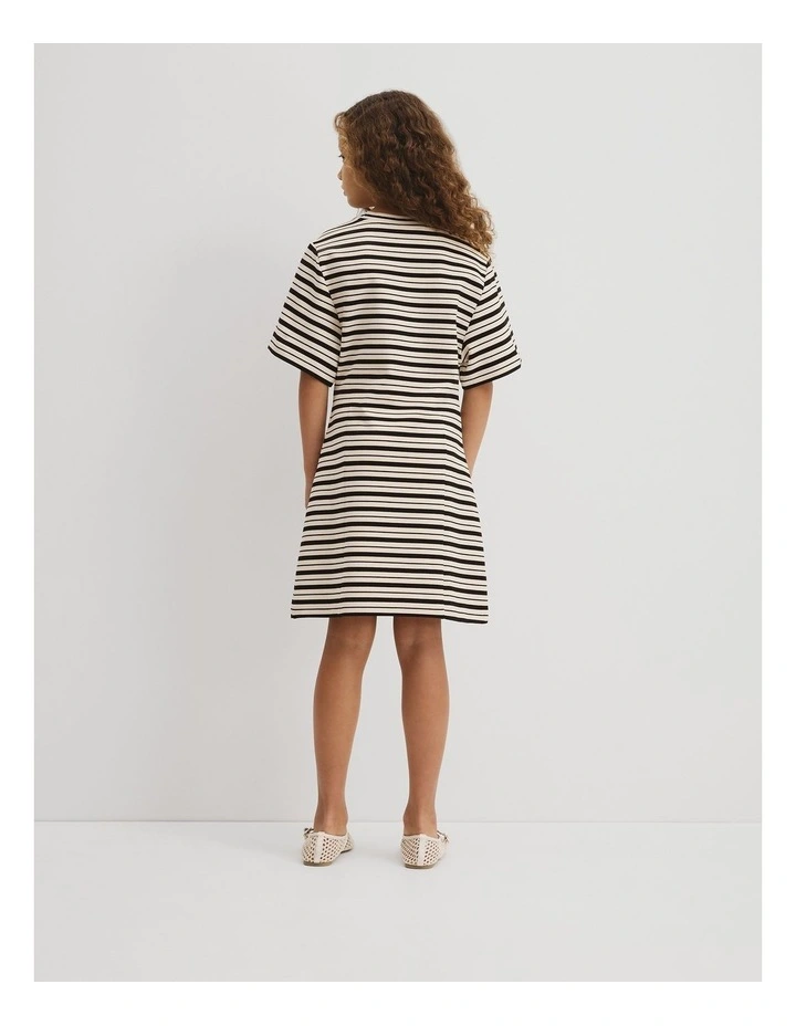 Teen Short Sleeve Stripe T-shirt Dress in Stone Stripe image 5