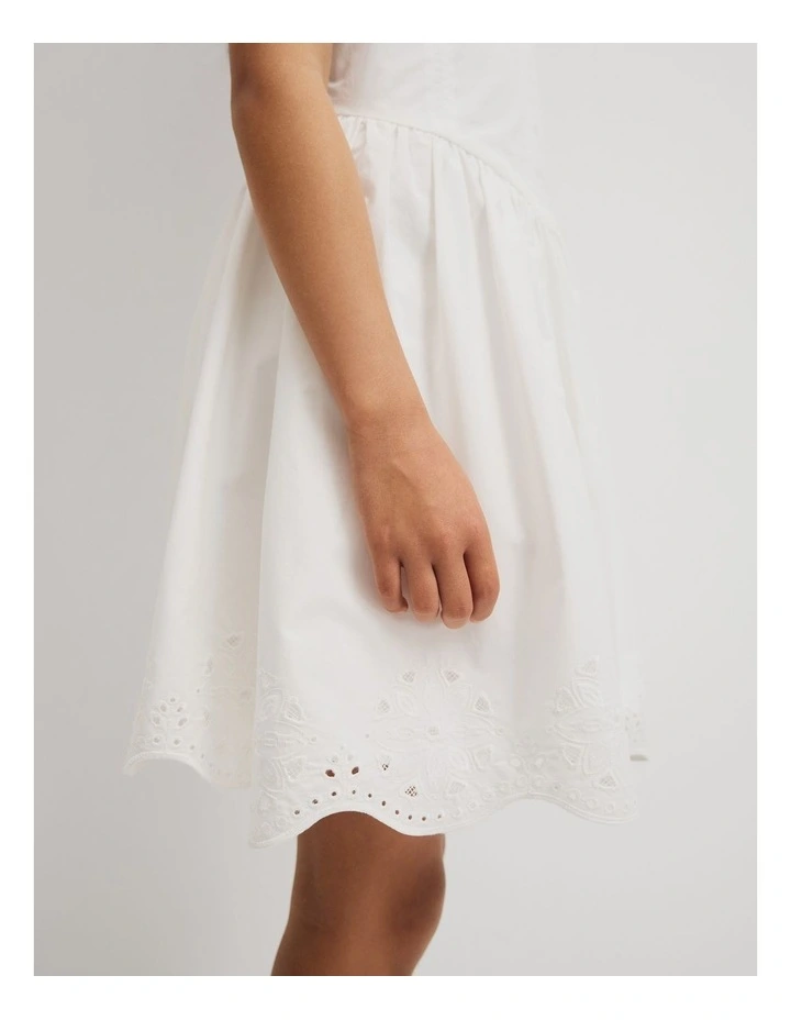Teen Sleeveless Cutwork Mini Dress in Marshmallow image 4
