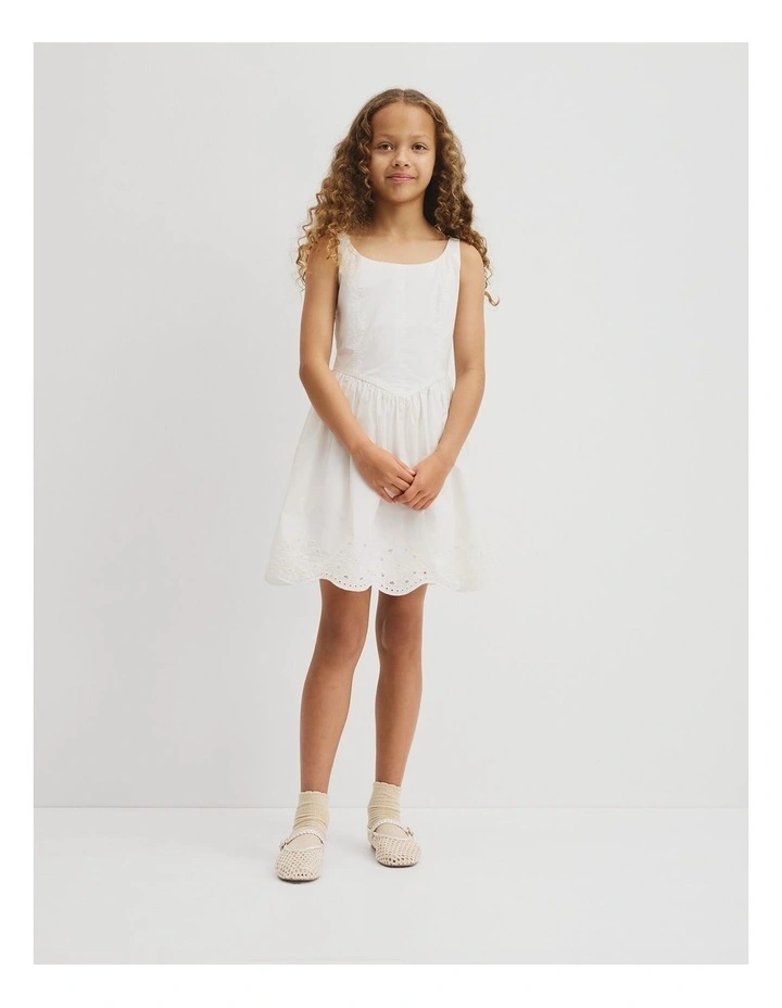 Teen Sleeveless Cutwork Mini Dress in Marshmallow image 5