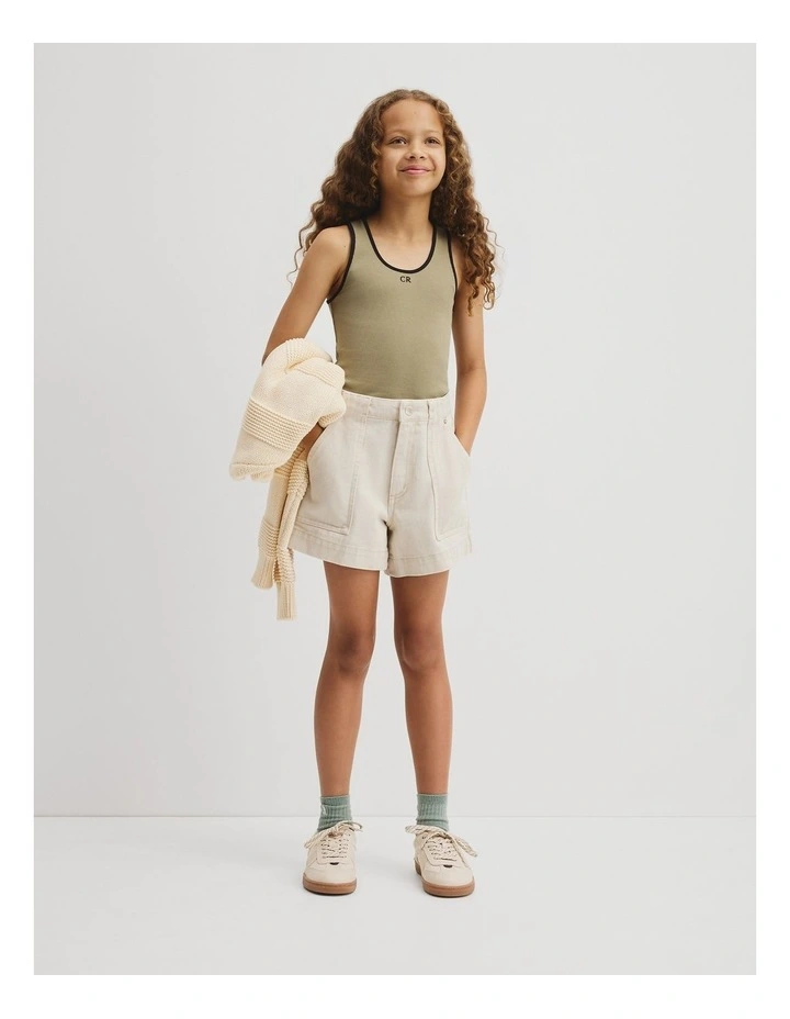 Teen Denim Short in Ecru image 1