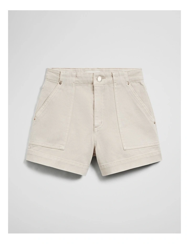 Teen Denim Short in Ecru image 2
