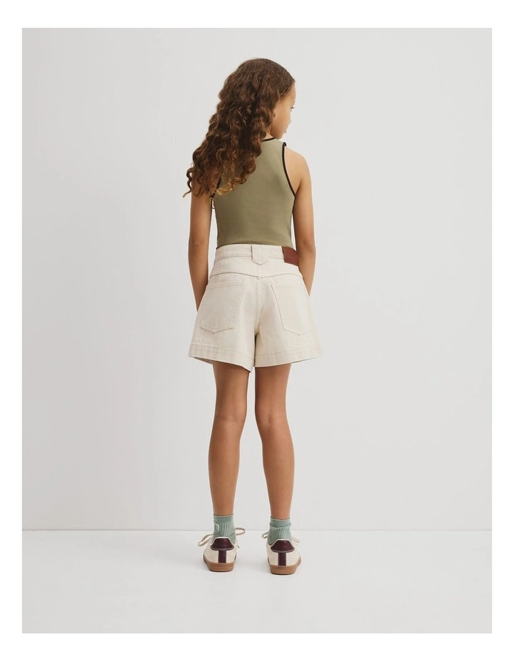 Teen Denim Short in Ecru image 5