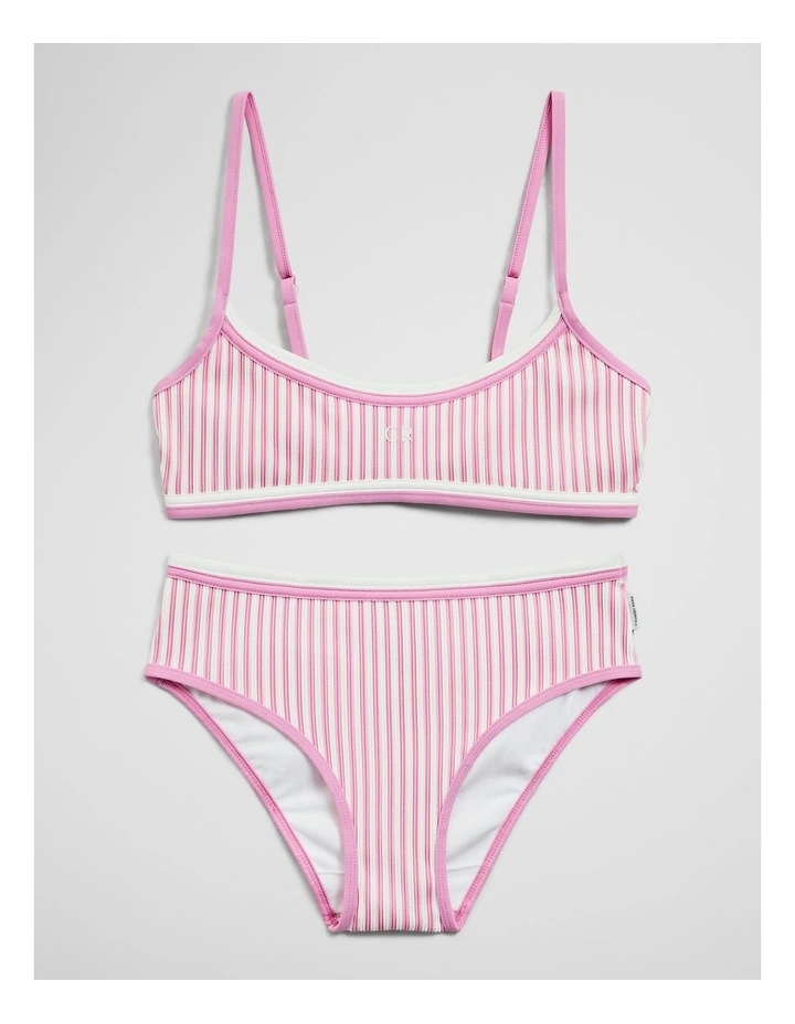 Teen Two-piece Bikini Set in Bubblegum Stripe image 2