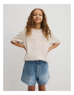 Teen Australian Cotton Short Sleeve Relaxed Heritage T-shirt in Pebble