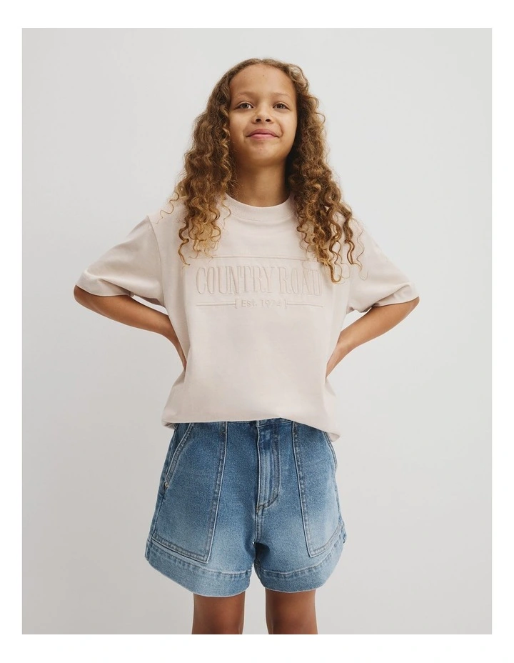 Teen Australian Cotton Short Sleeve Relaxed Heritage T-shirt in Pebble image 1