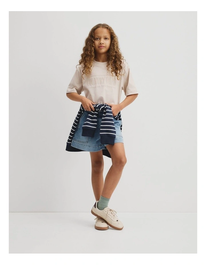 Teen Australian Cotton Short Sleeve Relaxed Heritage T-shirt in Pebble image 4