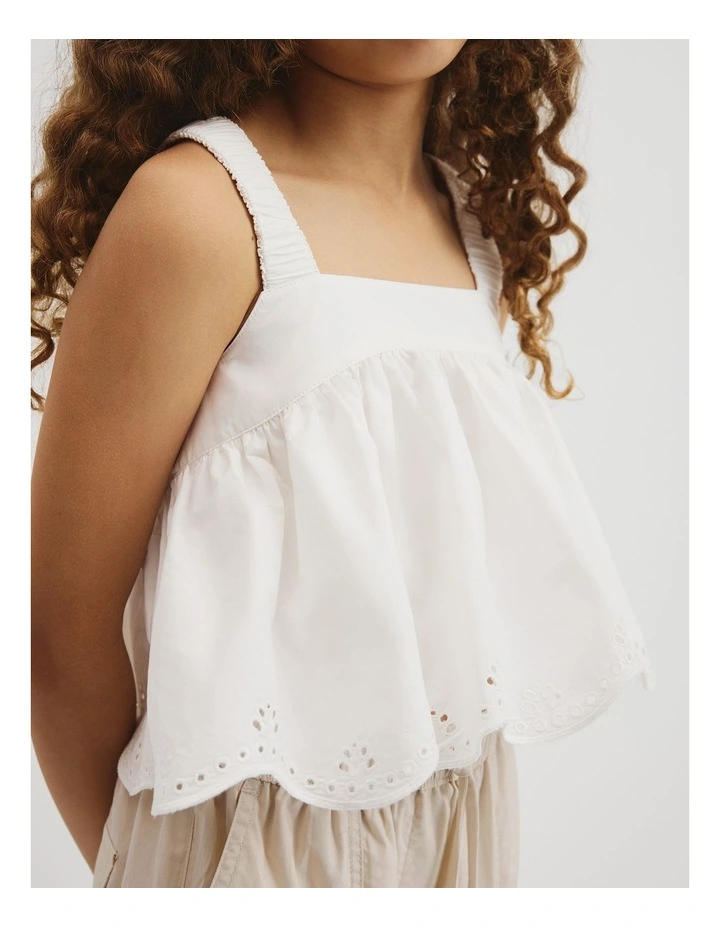 Teen Sleeveless Cutwork Cami Top in Marshmallow image 3
